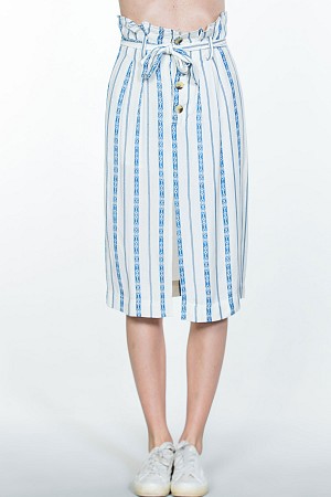 WAIST TIE BUTTON DOWN STRIPE S ...